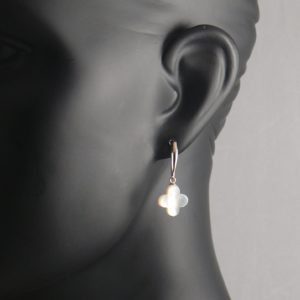 White Shell Flower Drop Earrings