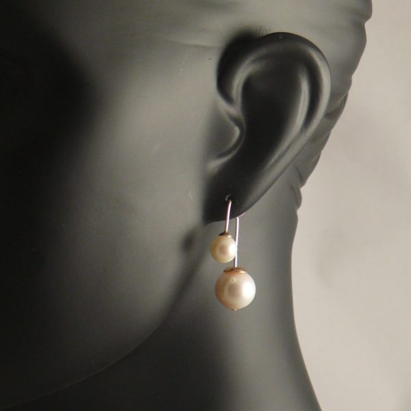 Small and Large White Pearl Drop Earrings