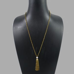 Gold Hematite and Pearl Tassel Necklace