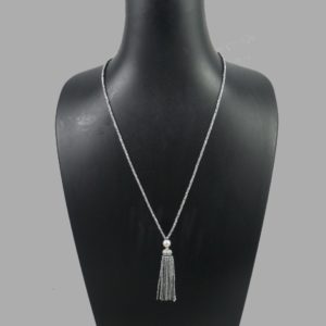 Silver Hematite and Pearl Tassel Necklace