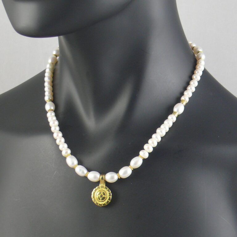 White Pearl Lotus Pendant Necklace The Real Pearl Co