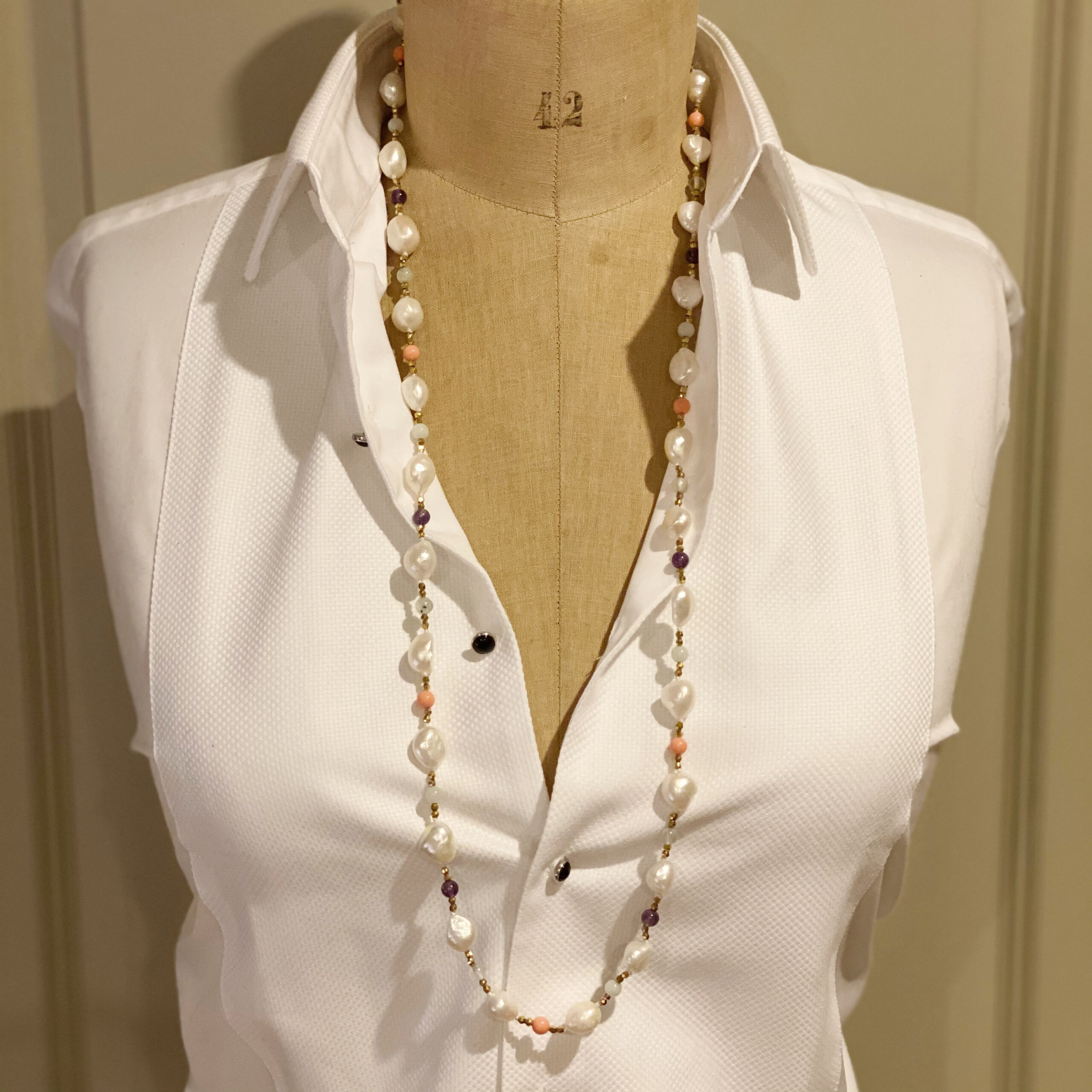 Baroque Pearl and Semi-Precious Stone Necklace | The Real Pearl Co