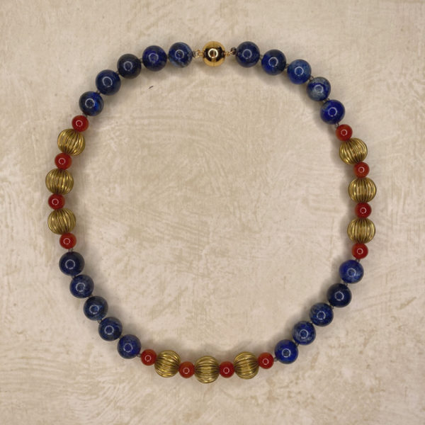8mm Egyptian Lapis Lazuli Jewelry Set - Necklace, Bracelet, Earrings, White Gold Plated
