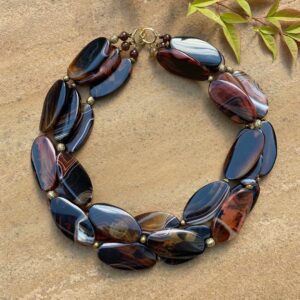 3-Strand Variegated Agate Necklace